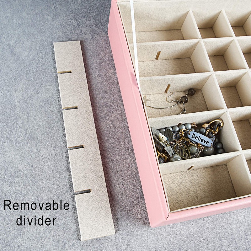 Frebeauty Earring Organizer Classic Jewelry Box 50 Slots Double Layer