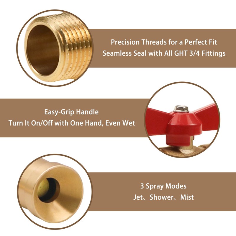 GHT 3/4 Brass Garden Hose Shut Off Valve & Adjustable