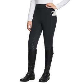 BALEAF Ladies Winter Jodhpurs Fleece Riding Breeches Full Seat Riding Breeches Zip Pockets Leggings, black