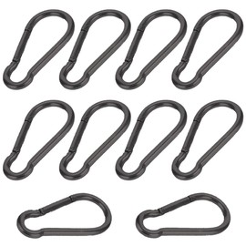 Glvaner Carabiner, Spring Hook, Multifunctional Carabiner, Stainless Steel, Rustless, Small, Lightweight, Fall Prevention, Camping, Mini Hook, Key Holder, for Outdoors, Black (M5)