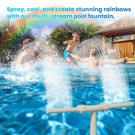 8-Spray Pool Fountain for Above & In-Ground Pools – Adjustable Multi-Stream Water Sprinkler with Rainbow Effect for Cooling & Decoration