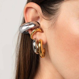 YeGieonr Ear Cuff Earrings for Women, Chunky Ear Cuff Gold Earrings, Non-Penetrating, Hypoallergenic, Girls Clip Earrings, Jewellery, Gift, Stainless Steel, No Gemstone