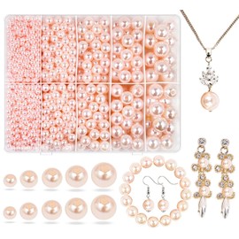 abalorio de perlas de color rosa pastel para hacer joyas, 1750 abalorio de perlas de gouache con agujero de 4 mm, 6 mm, 8 mm, 10 mm, 12 mm, abalorio espaciadoras sueltas para collar, pulsera, aretes, vestido de boda, decoración de Navidad