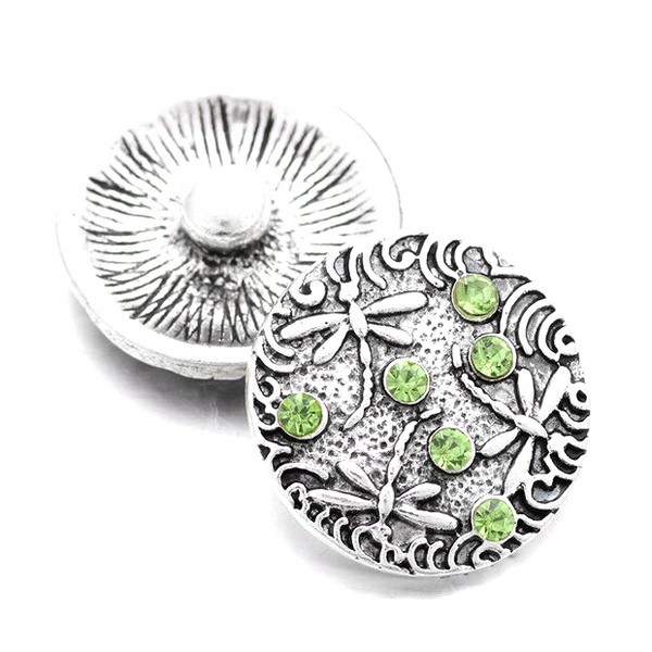 "Handmade" Sassenach DRAGONFLIES GREEN Rhinestones Noosa Ginger Snaps Button Charm