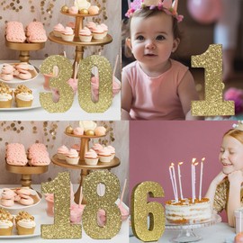 Eploger 10 Inch Gold Glitter Numbers 3 Birthday Decorations, Birthday Party Centerpieces for Table Decorations,Anniversary Birthday Table Toppers