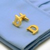 A-Z Initial Cufflink for Men, Classic 18k Gold Silver Black