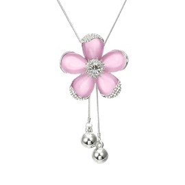 HSQYJ Crystal Long Necklaces for Women Adjustable Rhinestone Flower Necklaces for Women Fashion Sweater Statement Jewelry for Women Gift (Pink)