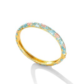 KummerSaprk Vintage Flower Bangle for Women Chinoiserie Cloisonne Bracelet for Women Trendy Women's Bangle Bracelets Cloisonne Jewelry Gifts