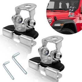 2PCS Car LED Light Bar Mounting Brackets, Stainless Steel Adjustable Ditch Light Bracket Car Hood Clamp Light Mounts, Universal No-Drill Hood LED Work Light Mount Brackets for Off Road Truck (Silver)