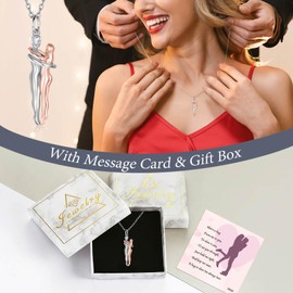 zaxsj Hug Necklace for Women 925 Sterling Silver Man and Woman Hugging Necklace Couples Jewelry Valentine's Day Gift Necklace for Wife Girlfriend (Silver & Rose Gold)