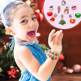 ZMLM Christmas Advent-Calendar Bracelet for Girl: 24 Days Countdown with 2 Bracelets Making Kit and 22 DIY Charm Beads for Kids & Christmas Gift for Age 3-14 Girls Teens Toddler,Unicorn