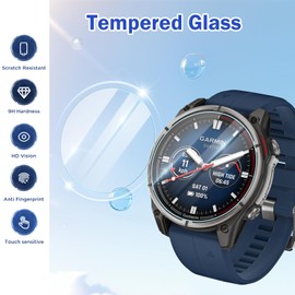 riwoauoo 5 Pack Smartwatch Screen Protector for Garmin Quatix 8/Tactix 8 51mm, Charger Port + Invisible HD Clear 9H Tempered Glass Protective Film, Anti-Scratch & High Sensitive & Bubble Free