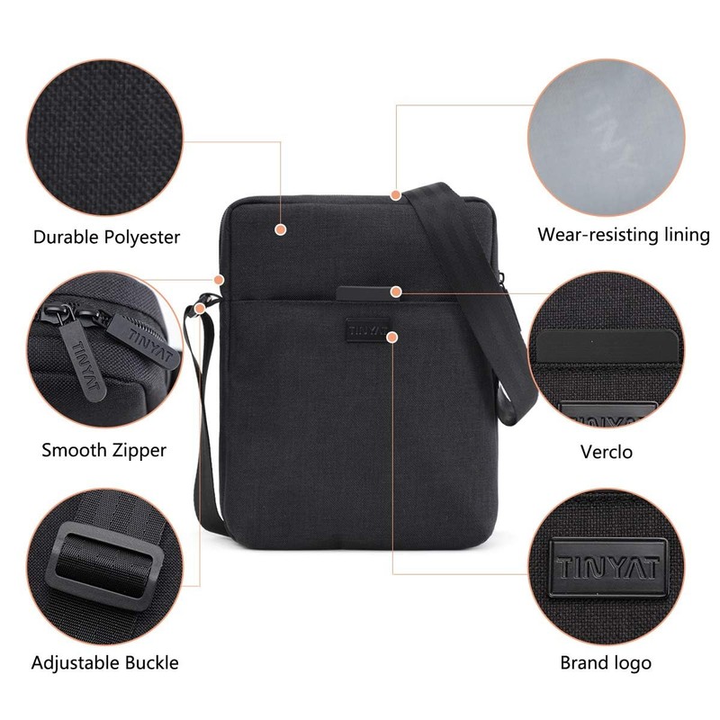TINYAT Crossbody Bag for Men Waterproof Shoulder Bag with Adjustable