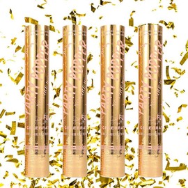 HIULLEN 4 Pack Confetti Cannon, 30cm Paper Poppers, Party Poppers, Multi-Coloured Glitter Party Confetti Poppers for Celebration Anniversary Weddings Parties Baby Showers Christmas Birthday