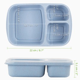 4 Pack Bento Lunch Box - BPA-Free Reusable Bento Box Kids Adult - 3-Compartment Meal Prep Container with Lids - Lunch Box for Kids, Toddler, Adults - Suitable for School, Company, and Travel
