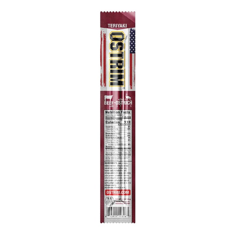 Ostrim Beef & Ostrich Jerky Snack Sticks-Teriyaki Flavor, 1.5 oz