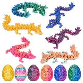 HIMS Set of 6 3D Printed Dragon Egg Mysterious Dragon Toy, Surprise Dragon Egg with Dragon Inside, 3D Printed Dragon Easter Dragon Eggs