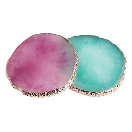 Paleta de arte de uñas de resina, 2 unidades, pintura de uñas de colores mixtos, borde dorado, soporte de uñas (morado, verde)