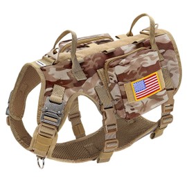 Forestpaw Dog Harness Medium Sized,Tactical Dog Harness with Handle,No Pull Military Style Service Dog Vest with Pockets Adjustable for Medium Large Dogs,Camouflage Brown,Chest 19.5-41.5"