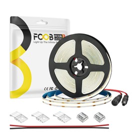 FCOB 16.4FT DC12V COB LED Strip 4000K Natrual White 480LEDs Flexible High Density Uniform Bright Light Strip 9W/m, Dimmable LED Light for DIY Kitchen Bedroom Home Decor, No Power and Controller