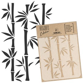 NAKLEO DIY Reusable Plastic Stencil - 21x30cm / 8.3” x 11.7” - Bamboo Shoots Tropical Oriental - Art Craft Wall Painting Pattern Template Scrapbooking Decoupage - Fabric Furniture Wood