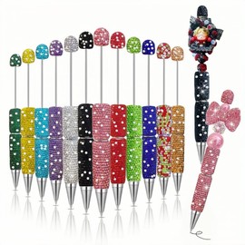 KUNHEHO 12pc Glitter Beadable Pens - Full Rhinestone Fancy Pens for Women & Tween Girls - Trendy Gifts