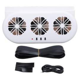 Automobile Ventilator Cooling Fan, 3 Holes SUV Window Exhaust Fan, Universal Automobile Ventilator Cooling Fan Circulation with Silent Operation, Plug and Play (White)