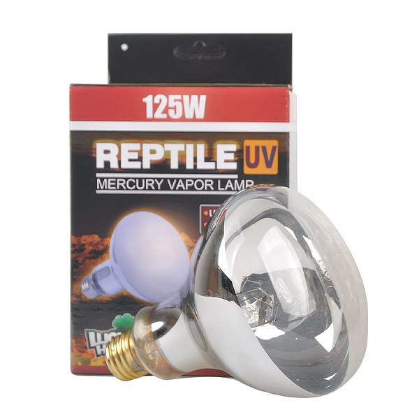 LUCKY HERP Reptile UVA UVB Mercury Vapour Bulb,Screw Thread,E27,R115,125 Watts