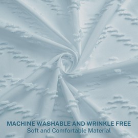 Siiluminisoy Siiluminisoy Boho Fog Blue Shower Curtain Woven Fabric Cute Shower Curtain, 72 x 72 Tufted Chevron Textured Striped Modern Farmhouse Minimalist for Bathroom