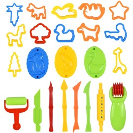 Fodlon Dough Tools Kit, Plastic Cutters for Play Dough 26 pcs Clay Tools and Accessories Mini Clay Tools for Children Colorful Plasticine Modelling Tools DIY for Kids