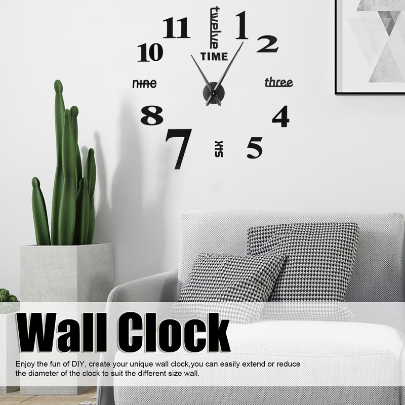 Frameless DIY Wall Clock Modern Mirror Wall Sticker for Home