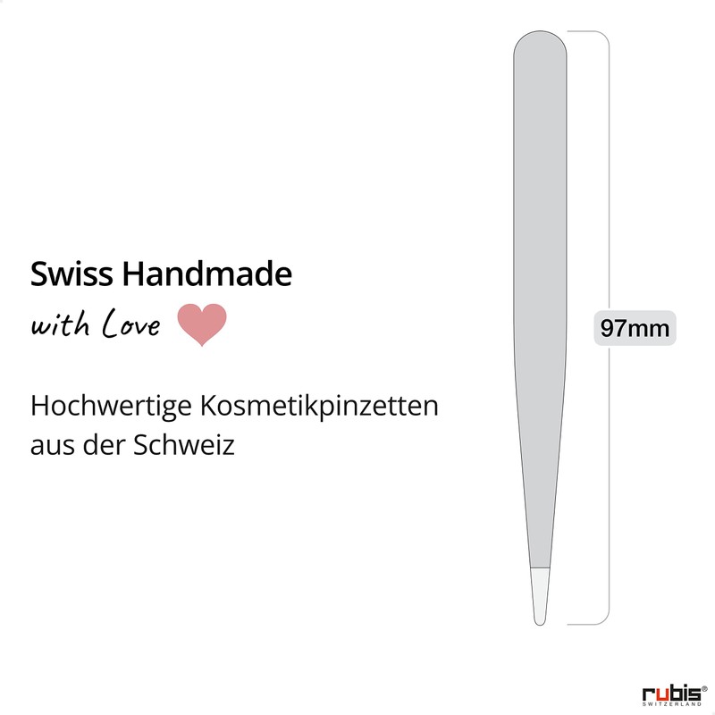 Rubis Safety Tweezers Round - Skin-friendly Eyebrow Tweezers - Rounded