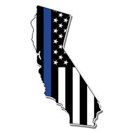 GT Graphics California Police Thin Blue Line Flag - 8" Vinyl Sticker - for Car Laptop I-Pad - Waterproof Decal