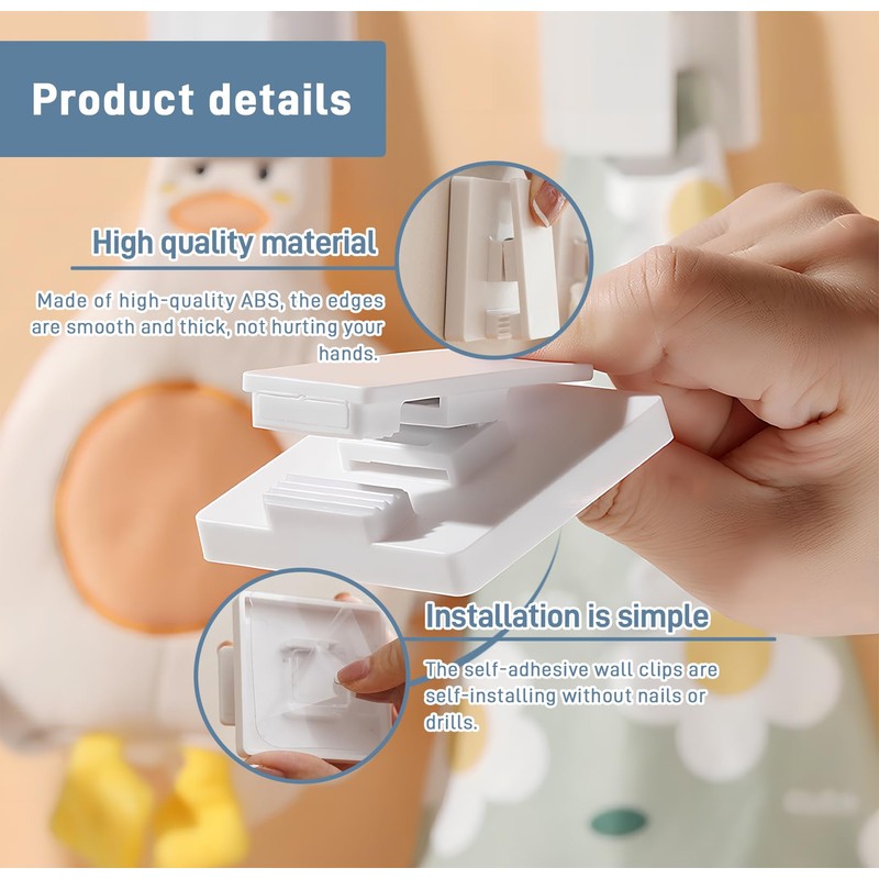 Zgwansui 6 PCS Adhesive Wall Clips for Hanging, Tapestry Hangers