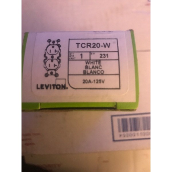 NEW-Leviton TCR20-W White Commercial Tamper Resistant Duplex Receptacle 20A 120V