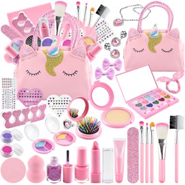 31 Pieces Children's Make-Up Set Girls Make-Up Case Girls Make-Up Set Girls for Make-Up 3 4 5 6 7 8 9 10 11 12 Years Make-Up Box from Cosmetics Washable Unicorn Make-Up Tool
