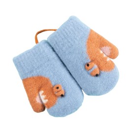 YLYMWJ Toddlers Knitted Gloves with String Magic Stretch Gloves Cosy Cartoon Hanging Neck Gloves Lined Fleece Thermal Mittens (2-5Y)