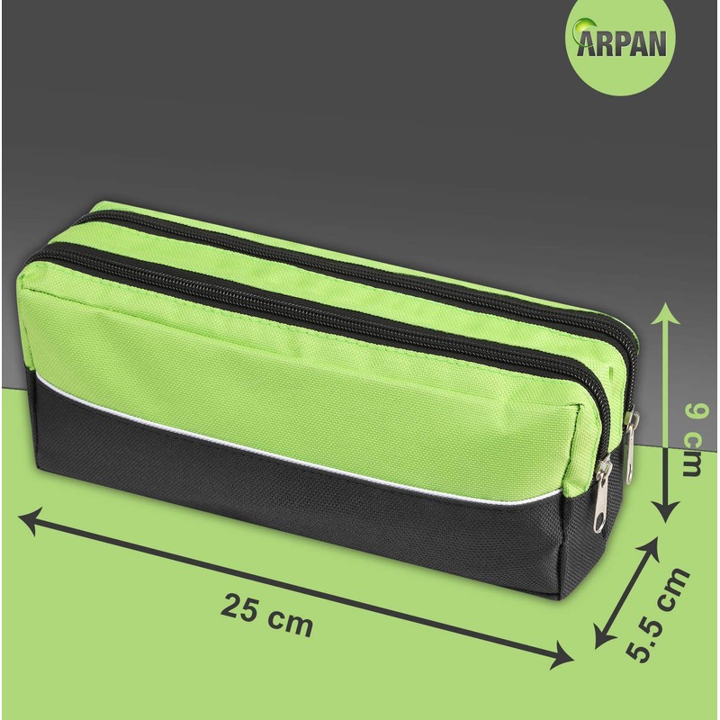 Arpan X-Large Size Double Zip Fabric Pencil Case - Ideal