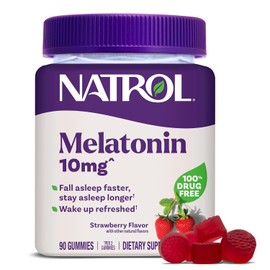 Natrol Melatonina 10mg 90 Gomitas de Fresa - Facilita el descanso - Vegana - Hecho en USA