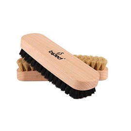 biped Set of 2 Beech Wood Shoe Brush with Natural Bristles for Cleaning or Polishing z2345 (1 x Light / 1 x Dark)