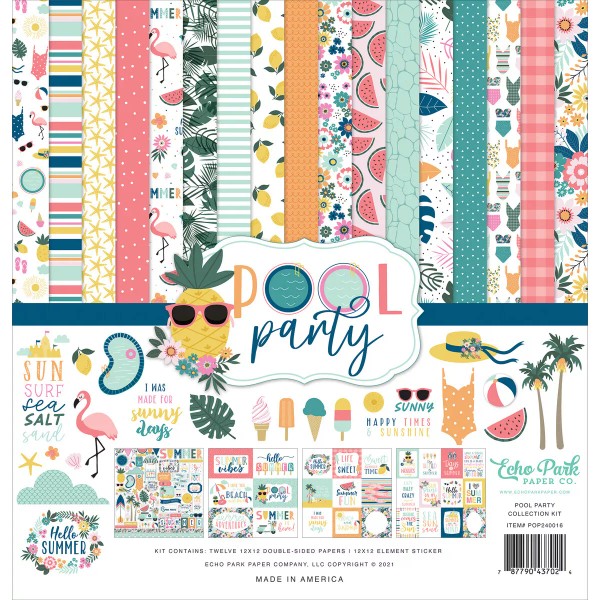 Echo Park Paper POOL PARTY 12x12 Scrapbook Cardstock Collection Kit
