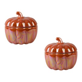10 Strawberry Street 5" Pumpkin Covered Dish - Orange Luster, Set of 2