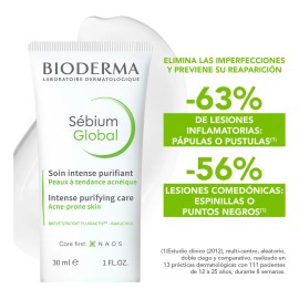 Bioderma Sbium Global Crema Facial, Elimina y Previene Imperfecciones, Piel con Acn, 30 ml                                                            