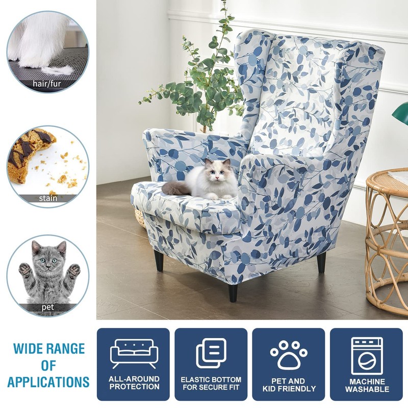 Wing Chair Slipcovers 2 Pieces Stretch Spandex Wingback Chair Covers