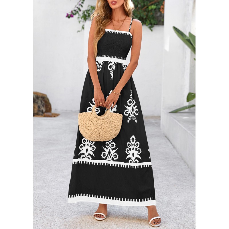 PRETTYGARDEN Summer Dress for Women 2025 Floral Sundress Spaghetti Strap