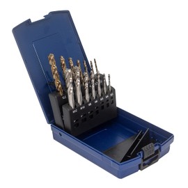 WSH-TOOLS Machine Tap Set Blind Hole M3, M4, M5, M6, M8, M10, M12 HSSE-Co5 Plastic Box 14-Piece Blank with Lubricating Pen
