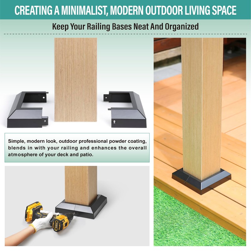 AJOVW 3 Pcs 6"x6" (Actually 5.5"x 5.5") Aluminium Post Base