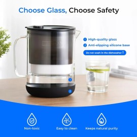 Waterdrop Glass Water Filter Pitcher with 1 Filter, Eco-Friendly, Black