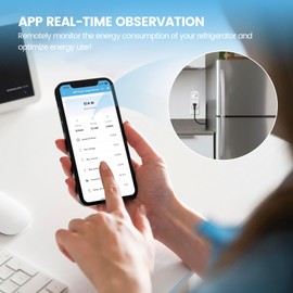 Zuomeng WiFi Electricity Usage Monitor, Plug-in Power Meter with Audible Alarm, Refrigerator Power Consumption Monitoring and Electricity Bill Statistics