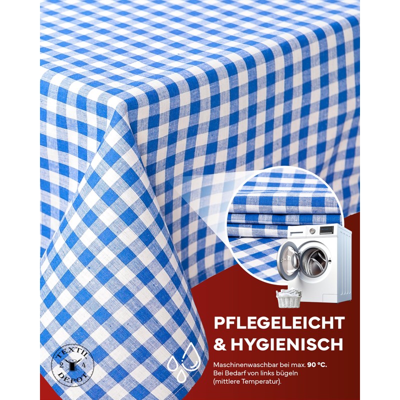 TextilDepot24 country house tablecloth, checked, 100% cotton, customable colours and